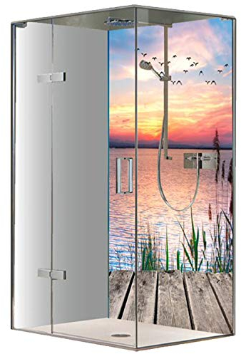 Original FLYERANDPRINT - SHOWER-PLATE, Alu-Dipond, OHNE FUGEN, Fliesenersatz, Duschrückwand, Wunschmaß, Dusche, Bad, Wandverkleidung, Wandverkleidung, DS-17-01 (Einzelplatte, 100 x 200 cm)
