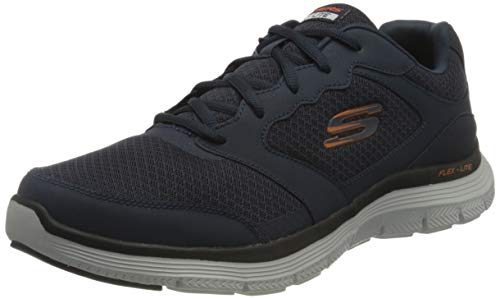 Skechers Herren Flex Advantage 4.0 Sneaker, Navy Leather Mesh Pu Trim, 44 EU