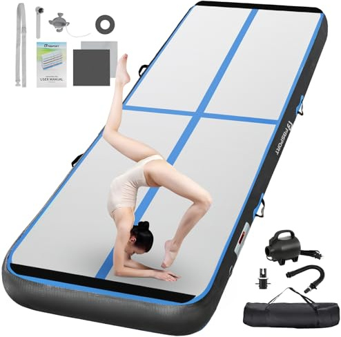 FBSPORT Trainingsmatte, 10 cm, Höhe, aufblasbar, Air Tumbling Track 3 m, Gymnastikmatte, aufblasbar, Tumbling, Gymnastikmatte, für Turner, Tumbling, Yoga, mit Pumpe
