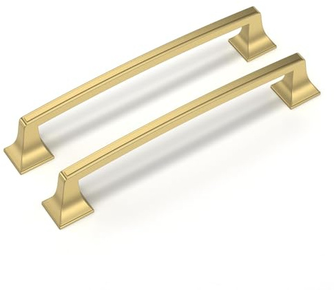Goldenwarm 5Pack Cupboard Handles Gold Kitchen Cabinet Handles 160mm Hole Centers Solid Zinc Alloy Drawer Pulls