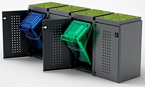 Reinke Mülltonnenbox für 4x240L Tonnen mit Pflanzenwanne, Aluminium, Farbe: Anthrazit, Mülltonnenhaus
