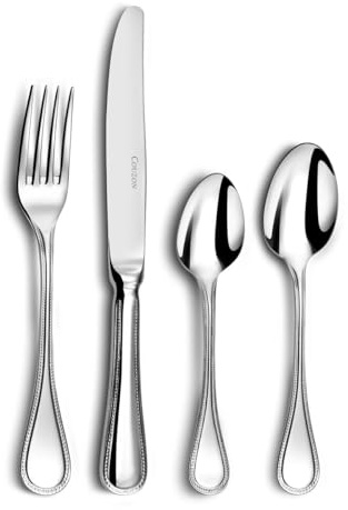 COUZON - Ménagère 24 couverts de table pour 6 personnes - Le Perle - Acier inoxydable 18/10, Finition Miroir, Epaisseur 3.5 mm - Inox