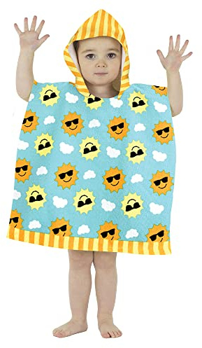 COUNTRY CLUB Kinder und Baby Strand-Badetuch mit Kapuze – Alter 18 Monate bis 6 Jahre – 9 Designs Little Lions and Lionesses Sunshine Shells Einhorn Meerjungfrau und mehr, sunshine, 1.5-3 Jahre