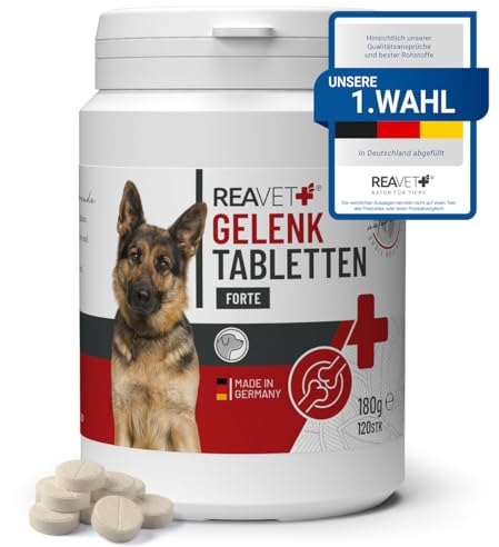 ReaVET comprimés articulaires pour Chien 120 pièces Pendant 8 Mois, comprimés articulaires Chien avec Moule à lèvres Vertes, après arthrose traitée