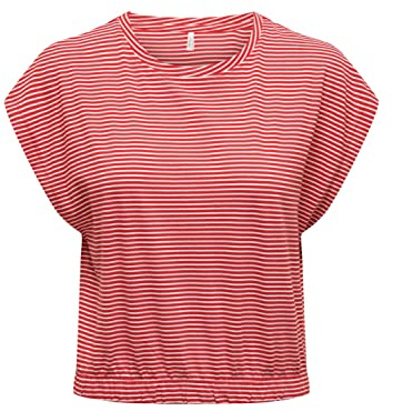 ONLY Dam ONLMAY S/S Cropped Box JRS topp, hög risk röd, S, Hög risk Röd, S