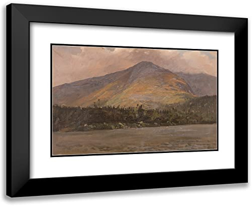 ArtDirect Frederic Edwin Church 24x16 Black Modern Frame and Double Matted Museum Art Print Titled - Mt. Katadhin, Showing Pomola and the Great Basin from Sandy Bottom Pond (ca. 1877)