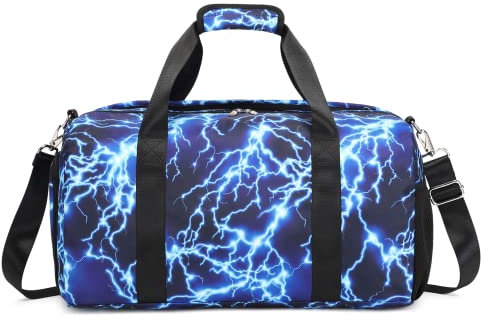 Sporttasche für Jungen Schwimmtasche Reisetasche Fitnesstasche Trainingstasche Herren Travel Sports Bag mit Schuhfach und Nassfach 33L (1-Blau)