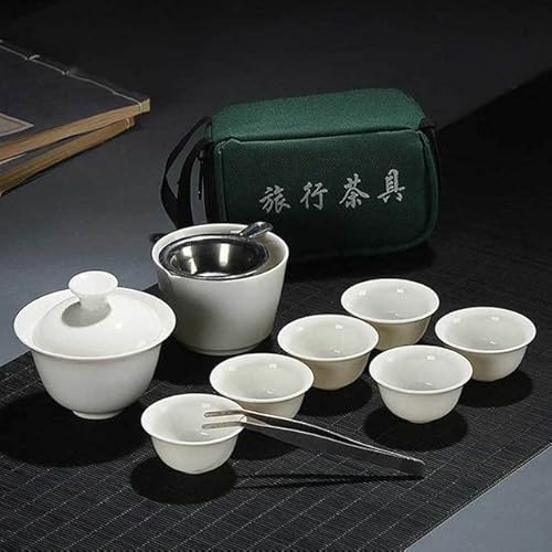 Juego de té de Kung Fu de Viaje Chino, Taza de té portátil de cerámica Blanca, Servicio de Porcelana, Taza Gaiwan de Ceremonia, Tetera Exquisita