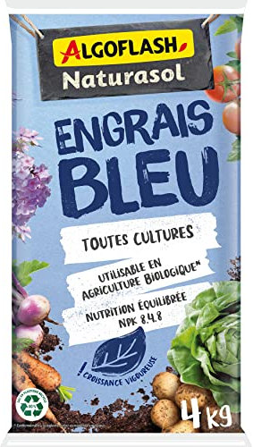 ALGOFLASH NATURASOL Engrais Bleu, Utilisable en Agriculture Biologique, Toutes Cultures, 4 kg, ABIOBLEU4