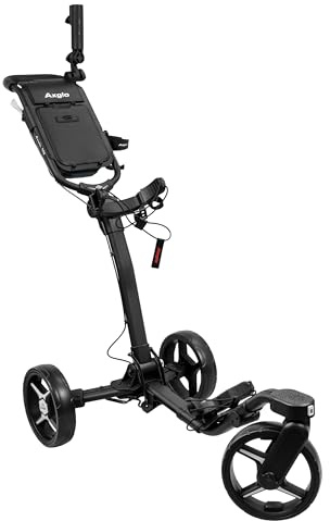 V3 Golf Push Cart 3-Wheel | 360° Swivel Front Wheel | Ultra-Lightweight & Durable Golf Caddy | Foldable & Compact for Easy Storage | Hand & Dual Brake System, Large Storage Bin | Cup & Umbrella Holder