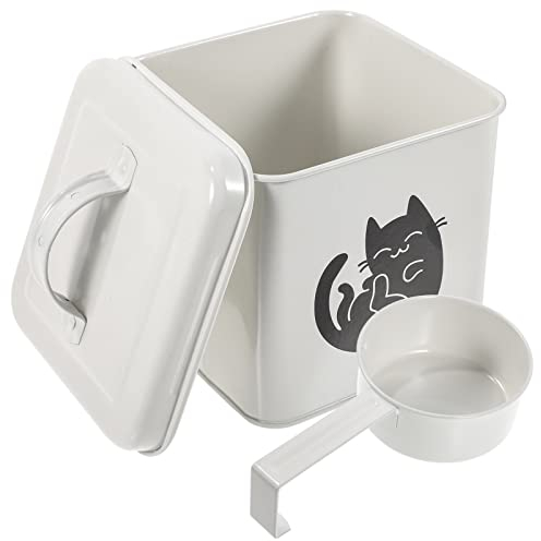 POPETPOP Pet Food Storage Container- Airtight Dog Food Treat Container with Lid and Scoop Metal Cat Food Bin Dog Food Box Cat Food Can