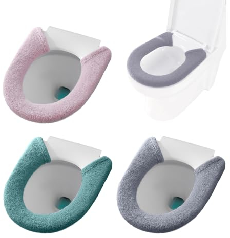 JTMKYO 3-teiliger WC-Sitzwärmerbezug, WC-Sitzschutz, WC-Dichtung, WC-Sitzbezug mit Knopf, weich und bequem, universelle WC-Sitzmatte, warme WC-Sitzmatte (3 Farben)