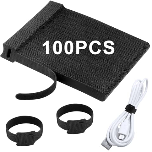 100 Pezzi Fascette Cavi Riutilizzabili,Fermacavo Adesivo, Cinghie per Cavi Multiuso,100 x 12 mm Stringicavo Regolabili, Ideali per Fissare, Raggruppare e Cable Management- Nero