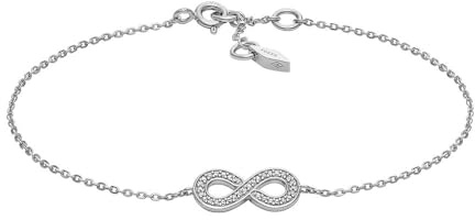 FOSSIL Infinity kedjearmband i sterlingsilver för kvinnor, JFS00633040, Dimmigt silver