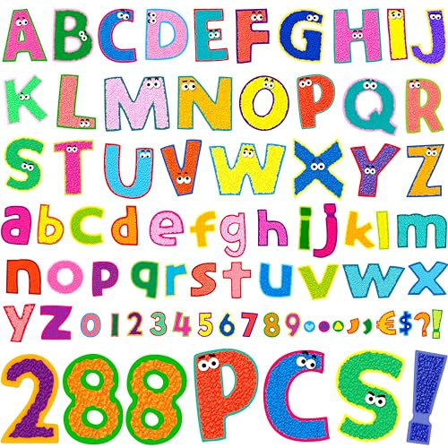 288 PCS Alphabet Combo Set, Large Size Letters Uppercase/Lowercase Letters, Numbers & Punctuation, Accents Cutouts for Classroom Home School Room Chalkboard Bulletin Board