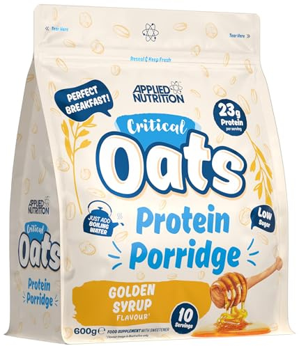 Applied Nutrition Critical Oats Porridge Protéiné, Protéine de Whey, Protéines de Lactosérum en Poudre avec Avoine Complète, Isolat de Protéines ISO-XP, Acides Aminés (600g, Golden Syrup)