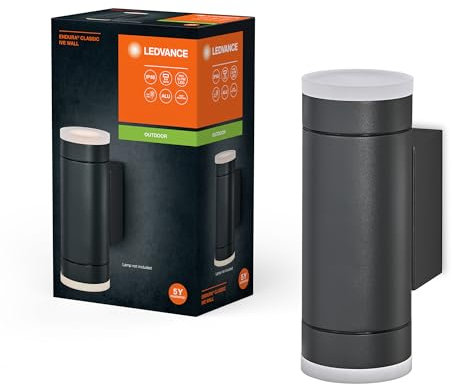 LEDVANCE ENDURA CLASSIC IVE W Außenleuchte, Wandleuchte, GU10, dunkelgrau, Aluminium, einfache Installation, Diffusor aus Glas oder PMMA, IP65 Schutzklasse, indirekte Beleuchtung