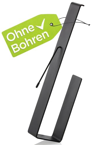 DEELIA® Küchenrollenhalter Schwarz, ohne Bohren, Klebemontage am Unterschrank oder an der Wand, Edelstahl Matt, ideal auch für Wohnmobile