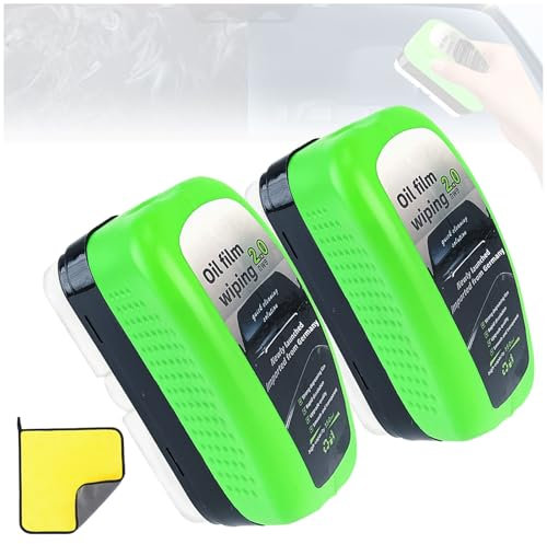 2 Pcs Automotive Oil Film Cleaning Brush, 150ml Car Glass Oil Film Cleaner, Glass Oil Film Remover for Car Glass Cleaning Board,Car Windscreen Cleaner Oil Film Removal for Car Window Glass Cleaner
