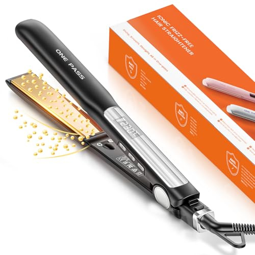 Faszin Hair Straighteners, Ionic Titanium Plate for Smooth Shiny Results, 20S Fast Heat Up Flat Iron, Clear LCD Display (Black)