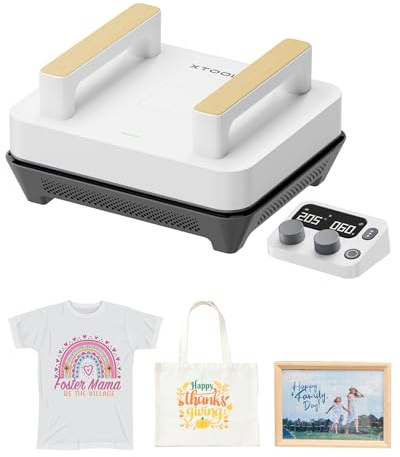 xTool Hitzepresse mit Steuerungspod - Tragbare Bügelpresse 12*10 mit 4 Voreinstellungen & 200K NTC schnellerem Aufheizen, Einfache Smarte Hitzepresse für T-Shirts, Taschen, HTV Vinyl, Sublimation