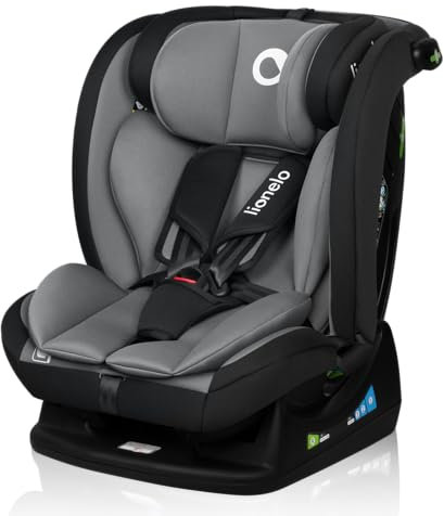 LIONELO IZZY I-SIZE Siège Auto Bébé 40 à 150 cm, Universel Face et Dos à la Route, Appui-tête Renforcé, 13 degrés de Réglage de l'Appui-tête, Dossier Réglable, R129 i-Size (Grey)