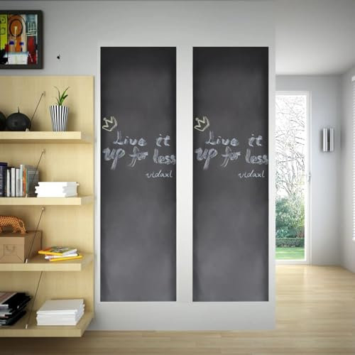 Tidyard Tableau Noir Autocollant Mural 0,6x3 m 2 Rouleaux avec craies