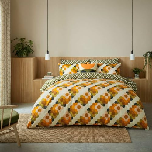 Orla Kiely Bedding - Retro Flower Stripe Multicoloured 100% Cotton Duvet Cover Set (King Size Duvet Cover Set: 230cm x 220cm)
