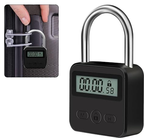 Udbrud Digitale Zeitschloss, Smart Time Lock mit LCD-Display USB Aufladbare Küchensafe Zeitschloss 99 Stunden Max Timing Lock Intelligentes Zeitschloss für Verhindere Schlechte Gewohnheiten (Schwarz)