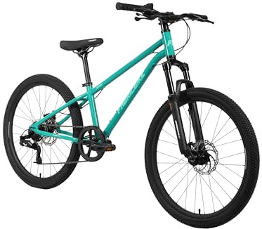FabricBike Terra - Bicicleta de montaña de Aluminio, Bicicleta MTB, Cuadro de Aluminio, Cambio 7 velocidades, Suspensión Delantera. (Terra Teal Green, 24 De 8 a 11 Años (132cm a 157cm de Altura))