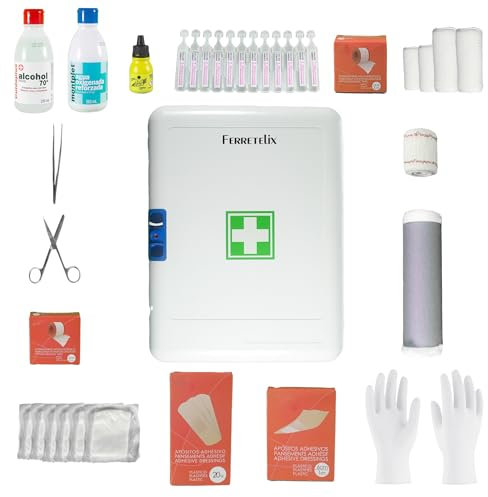 FERRETELIX® Armoire de Premiers Secours, 40 x 32 x 18 cm, homologuée pour logements touristiques, Maison, Bureau G