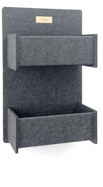 voigtdesign® Hängeregale Allegra aus Filz - Wandregal Wandkorb Aufbewahrungskorb Organizer Schlüsselablage Ablagefächer (Anthrazit meliert, Allegra Due)