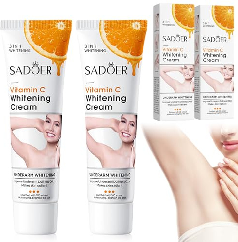 2PCS Crema Blanqueadora,Whitening Cream,Crema Blanqueadora Cuerpo,Skin Whitening Cream,Para Axilas, Rodillas, Codos, Parte Interna de los Muslos y Cuerpo,Cuidado Suave,50g