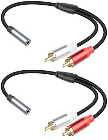 GELRHONR 2Pack Câble auxiliaire RCA vers 3,5 mm 1FT, 1/8 Femelle vers 2RCA Femelle Y Splitter Câble adaptateur audio stéréo pour smartphone, tablette, MP3, HDTV et plus (1 femelle à 2 mâles)