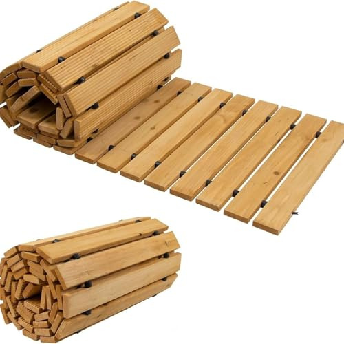 Trittsteine für Garten, rutschfeste Holzgartenfliesen, Outdoor-Belag, Garten-Holzweg Für Gartenwege, Teichbrücken & Deko-Wege,1m/3ft