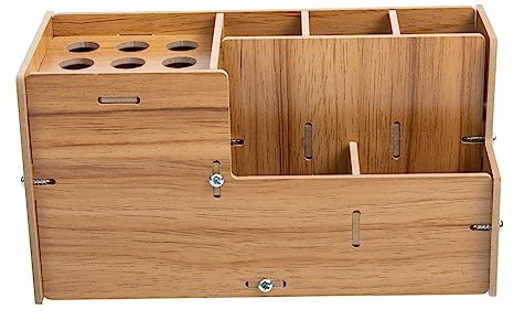 TOPPERFUN Estuche de Almacenamiento para Barbería Soporte Antideslizante de Madera Multifuncional para Tijeras y Peines en Salón Profesional