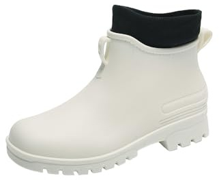 MGGMOKAY Bottes de Pluie Thermiques en Femme Botte Caoutchouc Fourree Femmes Fourrees Bottes Jardin pour,Blanc(warme),41