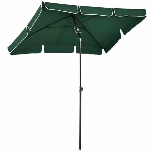 Parasol de Jardin rectangulaire 200 x 130 cm avec Bouton-Poussoir inclinable, Protection UV 50+, mât en Aluminium, pour Balcon, terrasse et Plage