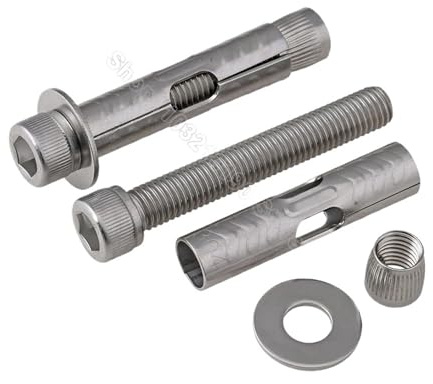 Tornillos de expansión con anclaje, Perno de anclaje de manguito de expansión de hormigón con tensión incorporada y hexágono interior plateado, varios tamaños(M6*50)