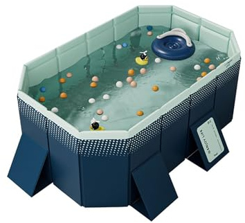 Piscina fuori terra pieghevole con 2 scarichi per adulti, bambini e animali domestici, facile da installare (1,6 m), piscina all'aperto non gonfiabile