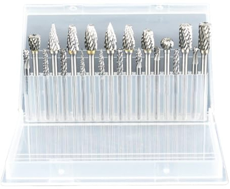 Helilyco Set di lime rotanti per legno, metallo, plastica, 10 pezzi a doppio taglio in carburo con gambo da 3 x 3 mm, 3 x 6 mm, fresa per incisione, lucidatura, sbavatura, include scatola portaoggetti