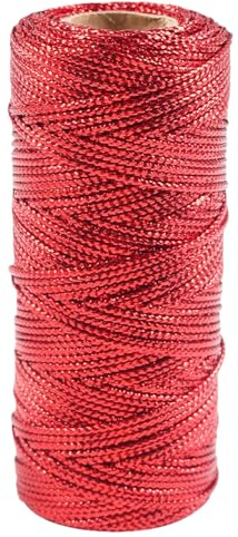 100m Metallic Red String 1.5mm Twine String for Bracelet Making(Red) | making cord rope for crafting tinse string for gift wrapping christmas twine ball of gold thread DIY Crafts Wedding Favors