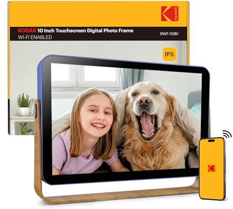 KODAK WiFi Digital Photo Frame 10 inch, Digital Picture Frame with Battery | Digital Frame with 64GB Storage, HD IPS Touch Screen, Smart Cloud Frame Shares Photos/Videos via APP with Family Instantly