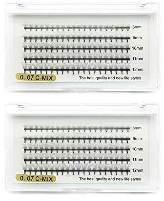 EMEDA 2 Trays 3D Volume Wimpern Extensions set falsche wimpern natürlich .07mm 8-12mm mix Russische Cluster Individuelle Wimpern Professionelle Volume C Curl Wimpernverlängerung volume lashes (8D)