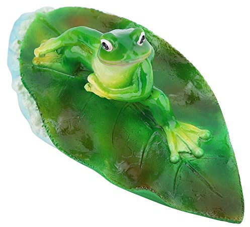 Konstgjord flytande groda Vattenblomma Amimal Damm Hemdekoration Semester Simbassäng Djurbadkar Trädgårdsdekor Figurin Fontänprydnad Blad Gräsmatta (Left Surf Little Frog)