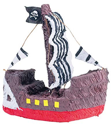 Amakando Piraten-Boot Pinata Galeere zum Schlagen / 39,3x44,4x19cm / Partyspiel Fregatte zum Füllen mit Naschereien & Bonbons/Genau richtig zu Kindergeburtstag & Kinderparty