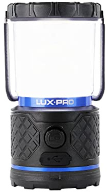 LUXPRO Rechargeable Dual-Power 940 Lumen LED Lantern with Diffused Lens for Up to 155 Hours of Use - Camping Lantern with Built-in Power Bank - Dimmable LED Light with IPX4 Water-Resistant Rating