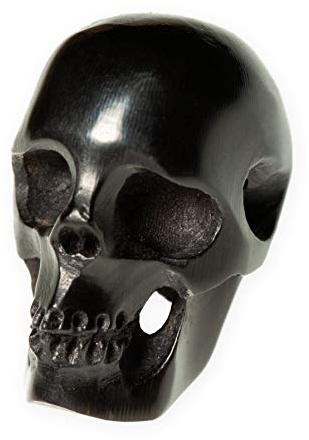 Fly Style Totenkopf Perlen aus Horn für Halsband oder Armband, Grösse:groß, Bohrung:horizontal