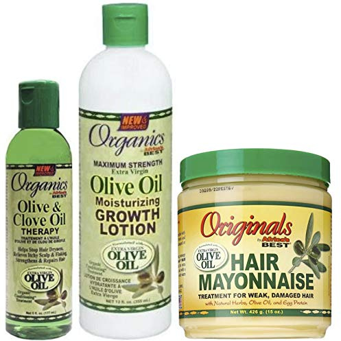 Terapia con olio d'oliva e chiodi di garofano, lozione Groth e maionese per capelli (set di 3)