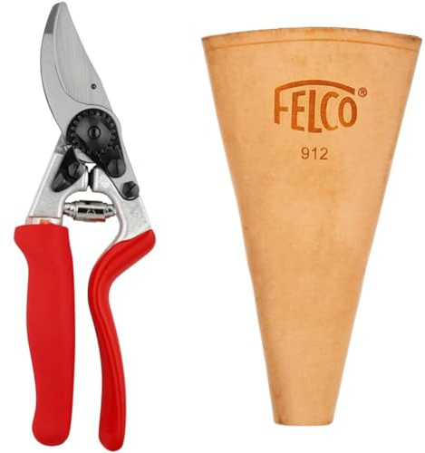 FELCO Model 7 Secateurs (Large, Rotating Handle) & Number 912 Leather Holster, Brown, 35x15x5 cm